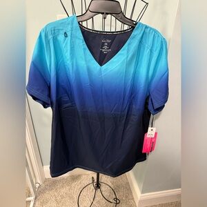 New KOI Lite Ombre “Reform” Electric Navy blue Scrub Top Women 2XL 2X shirt